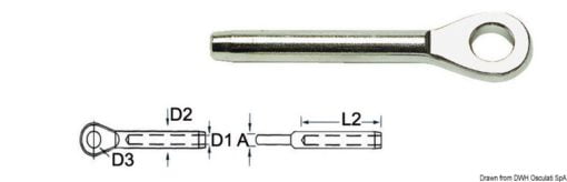 Zacisk z nierdzewnej stali AISI 316 - oczko - 8 mm - Kod. 05.190.08 3