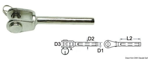 Zacisk z nierdzewnej stali AISI 316 - widełki - 6 mm - Kod. 05.191.06 3