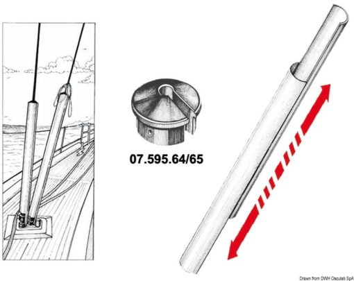 Ochraniacz do lin i ściągaczy wykonany z lekkiego anodyzowanego stopu - Kapturek - 40 mm - Kod. 07.595.64 3