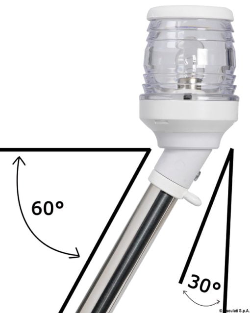 Maszt wyciągany pochylony, z uchwytami do mocowania flagi - Z lampą 30° 100 cm - Tworzywo sztuczne białe - LED - Kod. 11.160.36 3