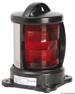 Lampy nawigacyjne dla jednostek do 50 m, z homologacją MED 96/98 - EC. 360° czerwony. Wersja okrągła na podstawie - Kod. 11.418.07 9
