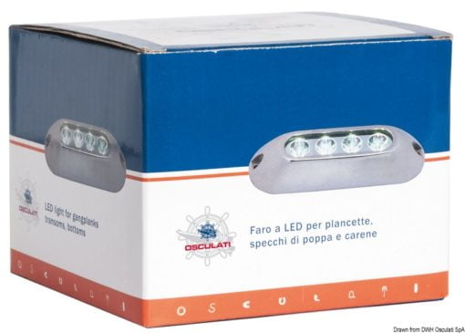 Lampa podwodna LED do oświetlania trapów, pawęży rufowych, podwodzia i kokpitów - Faro subacqueo 6 LED bianchi - Kod. 13.281.05 5