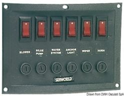 Panel nylonowy z podświetlanymi wyłącznikami kołyskowymi - Vertical control panel w. 3 switches + horn - Kod. 14.103.35 10
