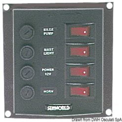 Panel nylonowy z podświetlanymi wyłącznikami kołyskowymi - Vertical control panel w. 6 switches - Kod. 14.103.31 10