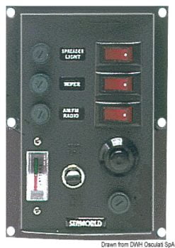 Panel nylonowy z podświetlanymi wyłącznikami kołyskowymi - Horizontal control panel w. 6 switches - Kod. 14.103.32 9