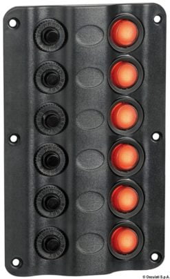 Panel elektryczny Wave Design z wyłącznikami kołyskowymi z diodą LED - 5+1 gniazdo wtykowe z zapalniczką - Kod. 14.104.06 18