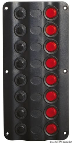 Panel elektryczny Wave Design z wyłącznikami kołyskowymi z diodą LED - 3 Wyłączników + 1 gniazdo wtykowe z zapalniczką - Kod. 14.104.04 17