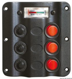 Panel elektryczny Wave Design z wyłącznikami kołyskowymi z diodą LED - 5+woltomierz 12 V - Kod. 14.104.07 15