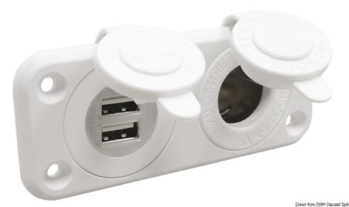 Podwójne gniazdo USB, mocowanie przy pomocy tylnej nakrętki + panel - Kod. 14.516.01 4