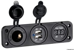 Woltomierz cyfrowy i gniazda wtykowe do montażu wpuszczanego - Digital voltmeter and ammeter, p. outlet 12V, USB - Kod. 14.517.28 12