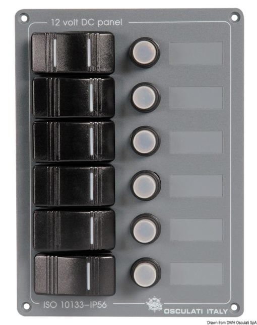 Aluminiowy panel elektryczny z płytką czołową z szarego poliwęglanu. Il. Wyłączników 7 - Kod. 14.855.07 4