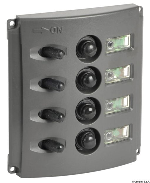 Panele elektryczne z automatycznymi bezpiecznikami i podwójną diodą LED - L. włączników 4 - Kod. 14.850.04 3