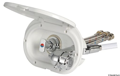 Pojemnik na prysznic z tworzywa luran odpornego na działanie promieniowania UV. Drzwiczki białe. DESY. 2,5 m - Kod. 15.240.20 3