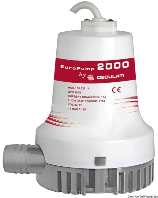 Elektryczna pompa odśrodkowa Europump II zanurzeniowa. Model Europump 3000. Wydajność 192 l/min. 12V - Kod. 16.122.18 4