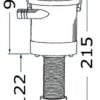 Zanurzeniowa pompa napowietrzająca RULE Pro-Series do skrzyń z połowem. Wersja z odpływem - zewnętrzny pionowy przez rufę. 12V - Kod. 16.203.02 2