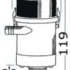 Zanurzeniowa pompa napowietrzająca RULE Pro-Series do skrzyń z połowem. Wersja z odpływem - wewnętrzny do podłączenia z zaworem zasuwowym i odpływem. 12V - Kod. 16.203.03 1