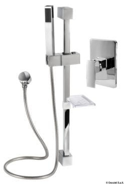 Drążek prysznicowy przesuwny Square (jednouchwytowy drążek prysznicowy) - Square shower rail w/water tap V.2 with grey PVC - Kod. 17.004.06 5