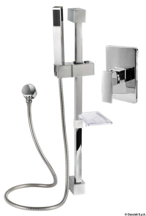 Drążek prysznicowy przesuwny Square (jednouchwytowy drążek prysznicowy) - Square shower rail w/water tap V.2 with grey PVC - Kod. 17.004.06 4