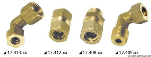 Złączka kompresyjna mosiężna do węża miedzianego, z uszczelką dwustożkową mosiężną - Brass comprssion joint female straight 8 mm x 1/4“ - Kod. 17.412.01 3