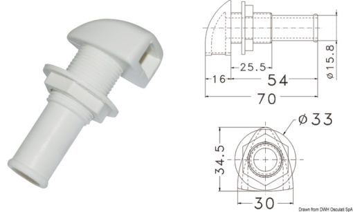 Odpowietrznik z tworzywa sztucznego - Plastic vent hose adaptor Ø 16 mm - Kod. 20.283.00 3