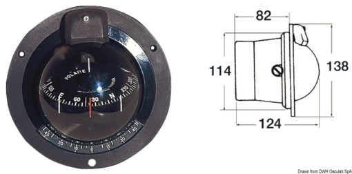 Kompas ścienny dla jednostek pływających o napędzie żaglowym RIVIERA Zenit 3'' (80 mm) - Kod. 25.019.00 3