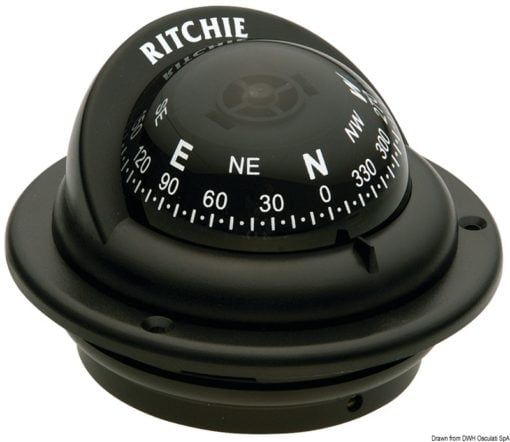 Kompasy RITCHIE Trek 2'' 1/4 (57 mm) w komplecie z oświetleniem i kompensatorami - RITCHIE Trek external compass 2“1/4 grey/blue - Kod. 25.080.13 11