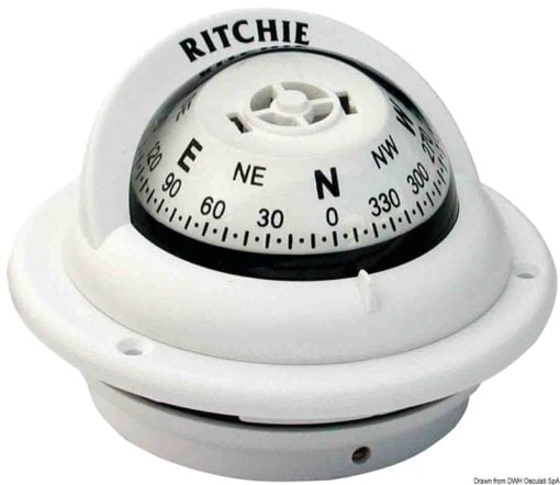 Kompasy RITCHIE Trek 2'' 1/4 (57 mm) w komplecie z oświetleniem i kompensatorami - RITCHIE Trek external compass 2“1/4 grey/blue - Kod. 25.080.13 10
