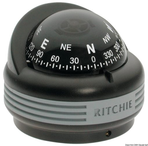 Kompasy RITCHIE Trek 2'' 1/4 (57 mm) w komplecie z oświetleniem i kompensatorami - RITCHIE Trek external compass 2“1/4 grey/blue - Kod. 25.080.13 8
