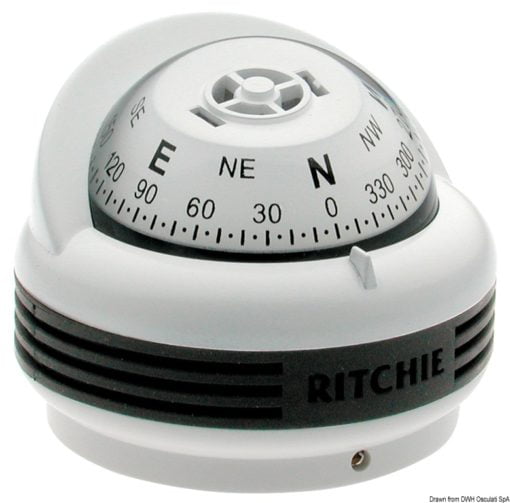 Kompasy RITCHIE Trek 2'' 1/4 (57 mm) w komplecie z oświetleniem i kompensatorami - RITCHIE Trek external compass 2“1/4 grey/blue - Kod. 25.080.13 7
