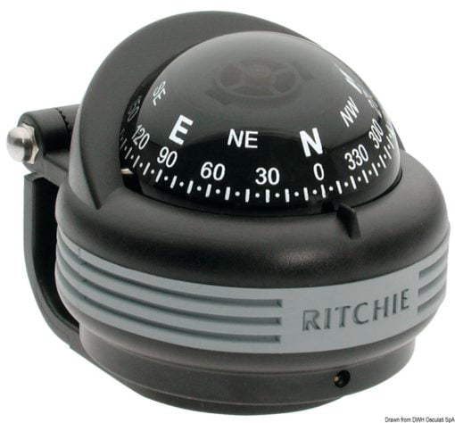 Kompasy RITCHIE Trek 2'' 1/4 (57 mm) w komplecie z oświetleniem i kompensatorami - RITCHIE Trek external compass 2“1/4 grey/blue - Kod. 25.080.13 6