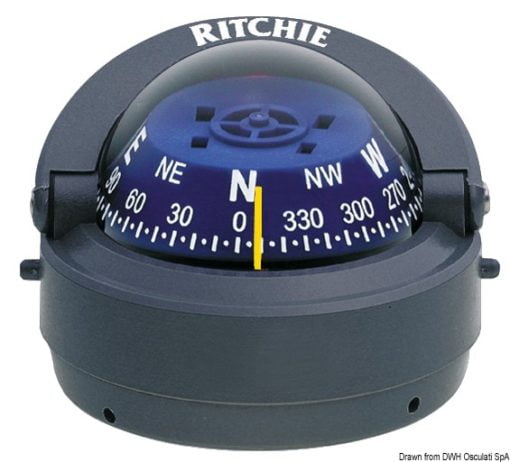 Kompasy RITCHIE Explorer 2'' 3/4 (70 mm) w komplecie z oświetleniem i kompensatorami - RITCHIE Explorer extern. compass 2“3/4 grey/blue - Kod. 25.081.13 3