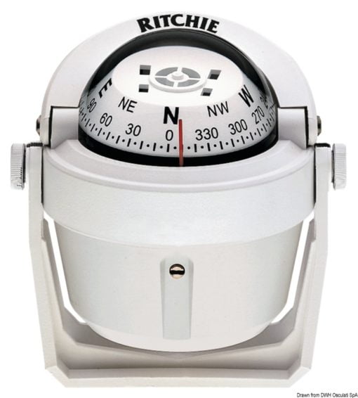 Kompasy RITCHIE Explorer 2'' 3/4 (70 mm) w komplecie z oświetleniem i kompensatorami - RITCHIE Explorer compass bracket 2“3/4 white/white - Kod. 25.081.22 3