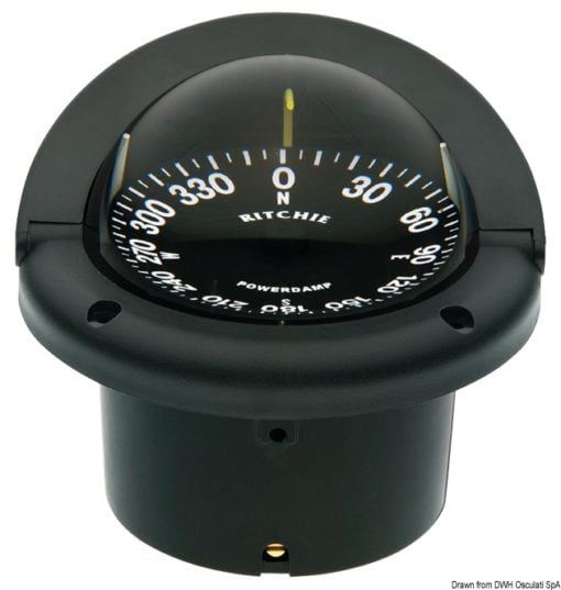 Kompasy RITCHIE Helmsman 3'' 3/4 (94 mm) w komplecie z oświetleniem i kompensatorami - RITCHIE Helmsman built-in compass 3“3/4 black/blac - Kod. 25.083.01 3