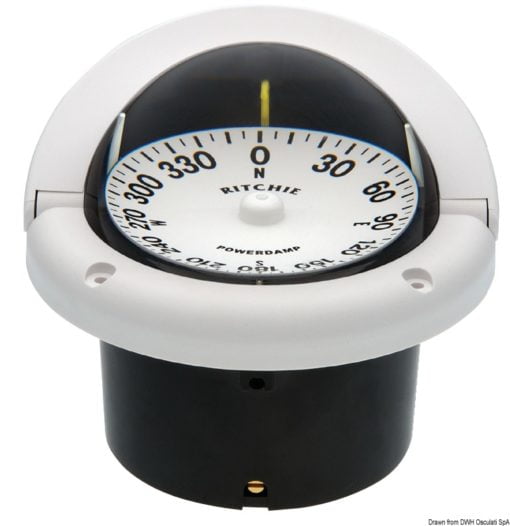 Kompasy RITCHIE Helmsman 3'' 3/4 (94 mm) w komplecie z oświetleniem i kompensatorami - RITCHIE Helmsman 2-dial compass 3“3/4 white/white - Kod. 25.083.32 7