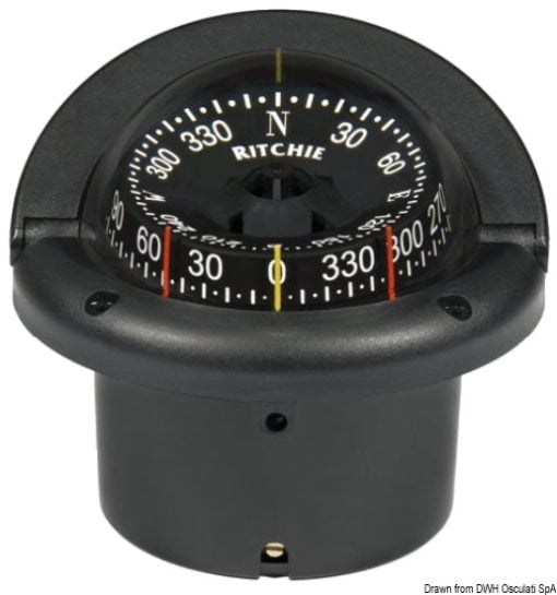 Kompasy RITCHIE Helmsman 3'' 3/4 (94 mm) w komplecie z oświetleniem i kompensatorami - RITCHIE Helmsman 2-dial compass 3“3/4 black/black - Kod. 25.083.31 3