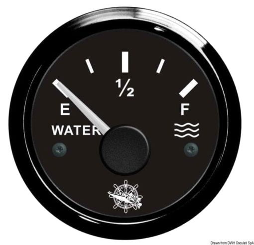 Wskażnik poziomu wody 240-33 Ω Tarcza czarna, ramka czarna 12|24 Volt - Kod. 27.320.03 3