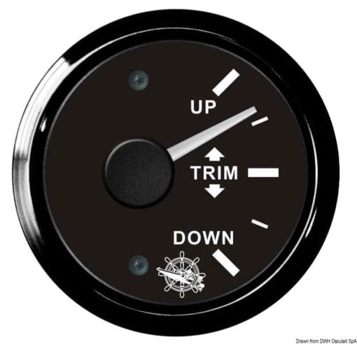 Wskaźnik TRIM 0-190 Ω Tarcza czarna, ramka polerowana 12|24 Volt - Kod. 27.321.20 5