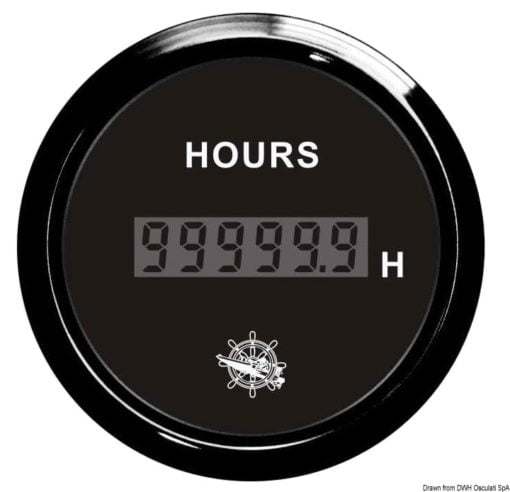 Licznik godzin cyfrowy 0-99999 godzin Tarcza czarna, ramka polerowana 12|24 Volt - Kod. 27.321.36 5