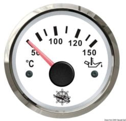 Wskaźnik temperatury oleju 50-150°C Tarcza czarna, ramka polerowana 12|24 Volt - Kod. 27.321.09 6