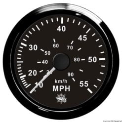Prędkościomierz z rurką Pitot (ciśnieniowy) 0-35 MPH Tarcza czarna, ramka polerowana 12|24 Volt - Kod. 27.326.08 8