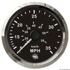 Prędkościomierz z rurką Pitot (ciśnieniowy) 0-35 MPH Tarcza biała, ramka polerowana 12|24 Volt - Kod. 27.327.08 7