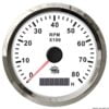 Uniwersalny licznik obrotów wraz z licznikiem godzin 0-4000 RPM Tarcza biała, ramka polerowana 12|24 Volt - Kod. 27.327.02 1