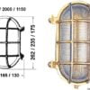 Owalna lampa OLD MARINA z ozdobną kratką ochronną z polerowanego mosiądzu - Oval turtle lamp 130x175 mm - Kod. 32.203.60 1
