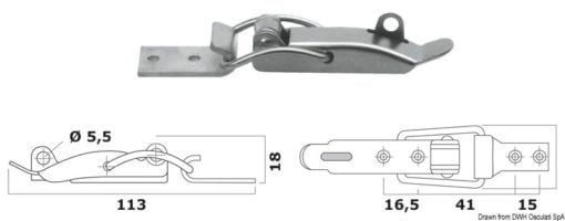 Zamknięcie dźwigniowe ze stali inox z otworem na kłódkę - S.S toggle fastener 250 kg - Kod. 38.206.01 3