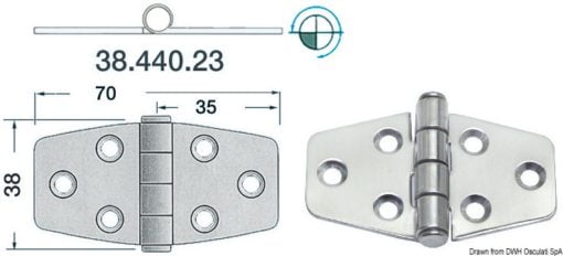 Zawias 2 mm - Standard hinge 70x38 - Kod. 38.440.23 3