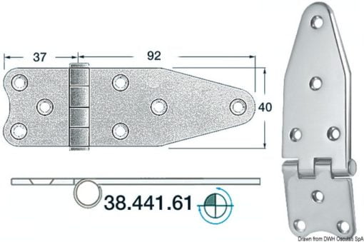 Zawias 2 mm - Hinge reverse knot 129x40 - Kod. 38.441.61 3