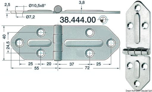 Zawias 2,5 mm - SS hinge “Chromelux“ - Kod. 38.444.00 3