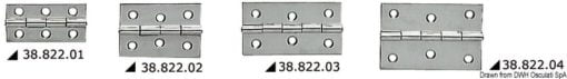 Zawias 1,3 mm - S.S hinge 75x50 mm - Kod. 38.822.04 3