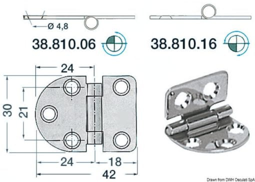 Zawias 2 mm - S.S hinge - Kod. 38.810.16 3