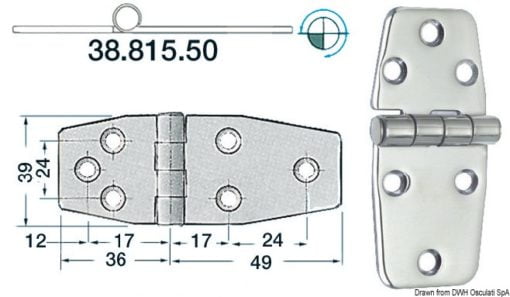 Zawias 2 mm - S.S hinge - Kod. 38.815.50 3